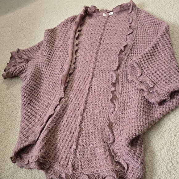 Anthropologie Moth Rocia Open Front Cocoon Cardigan Size XS Small Mauve - Picture 4 of 10
